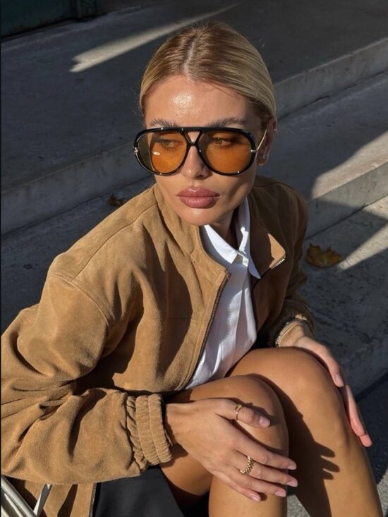 Bottega Veneta BV1273S 003 Geometric Sunglasses - Black and Gold/Yellow main image 2